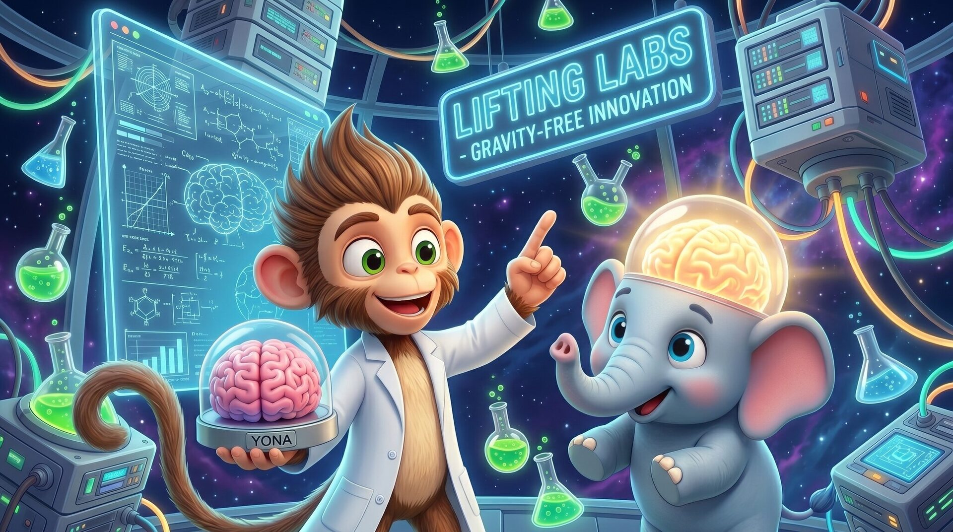 Tizo the monkey in the Lifting Labs world
